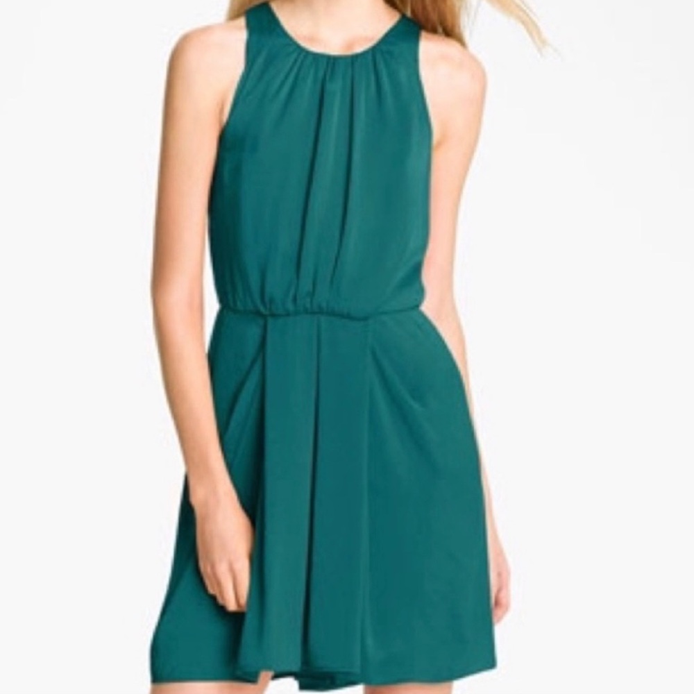 Rebecca Taylor teal satin dress